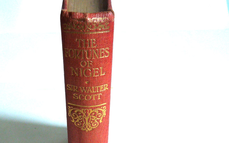Photograph of the Fortunes of Nigel book's spine