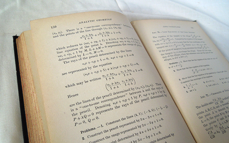 Photograph of some the Analytic Geometry book's equations