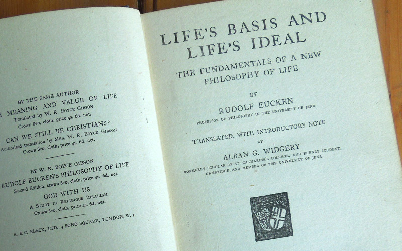 Photograph of the Life's Basis And Life's Ideal book's title page