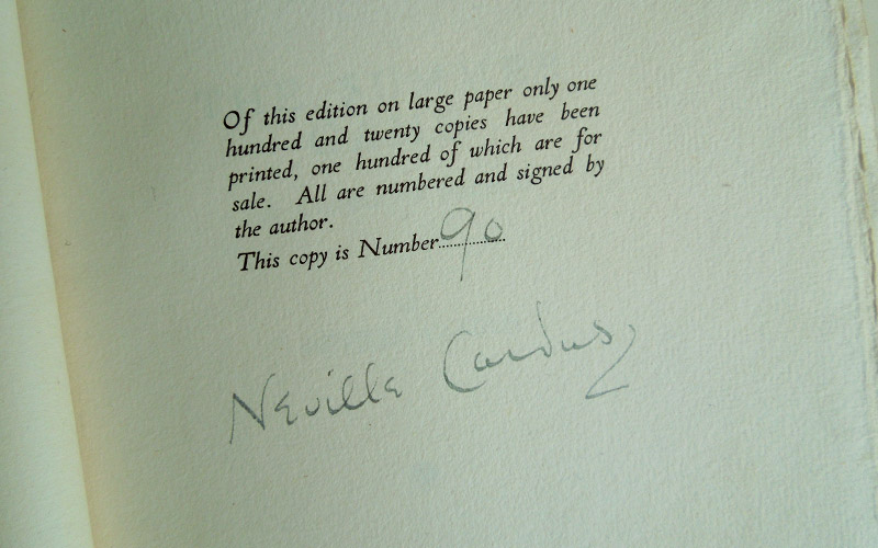 Photograph of the The Summer Game book's copy number and author's signature