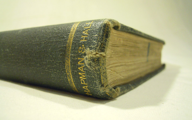 Photograph of the book's tail of spine