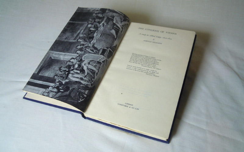 The photograph of The Congress of Vienna book's frontispiece
