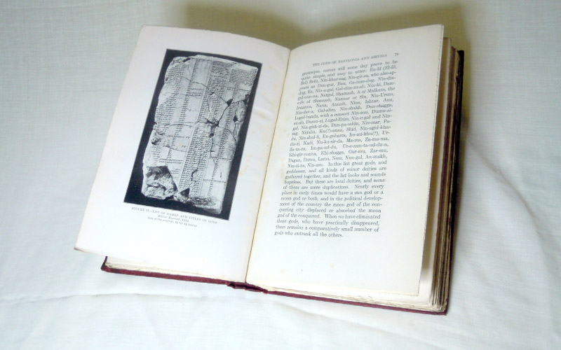 Photograph of The Religion of Babylonia and Assyria book open