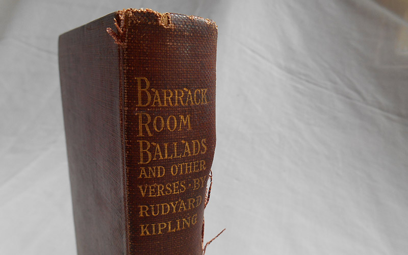 Photography of the Barrack Room Ballads book's head of spine