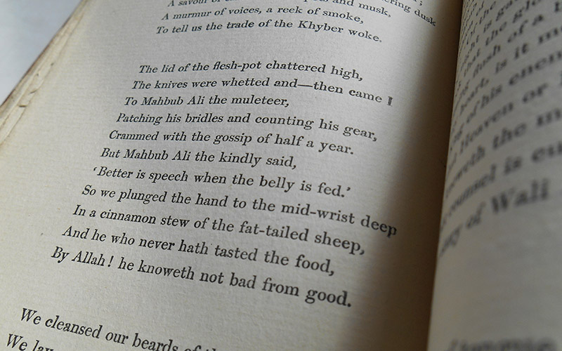 Photography of one of the Barrack Room Ballads book's verses