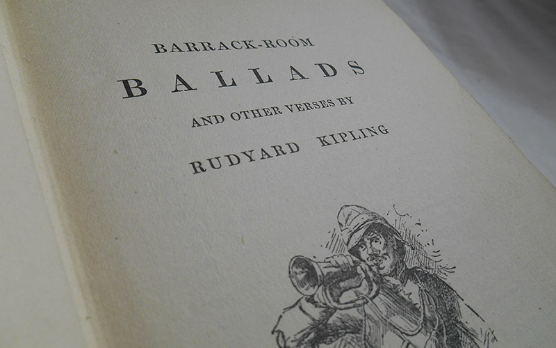 Photography of the Barrack Room Ballads book's title page