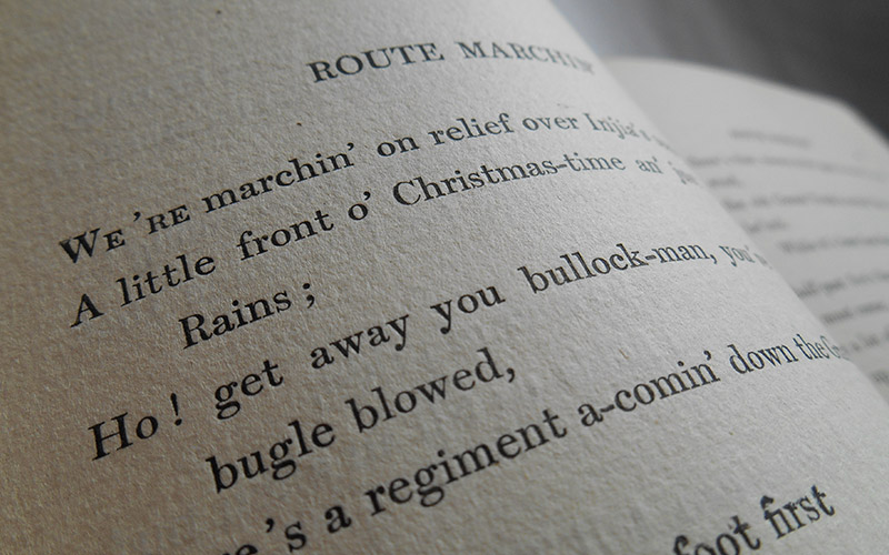 Photography of one of the Barrack Room Ballads book's verses