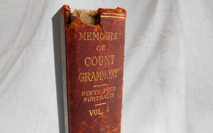 Photograph of the Memoirs of Count Grammont book's spine