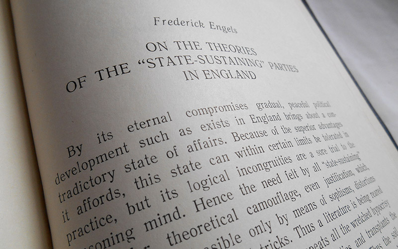 Photograph of one of the Marx, Engels On Britain book chapter page