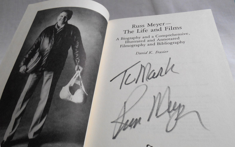 Photograph of the Russ Mayer Life and Films book's title page
