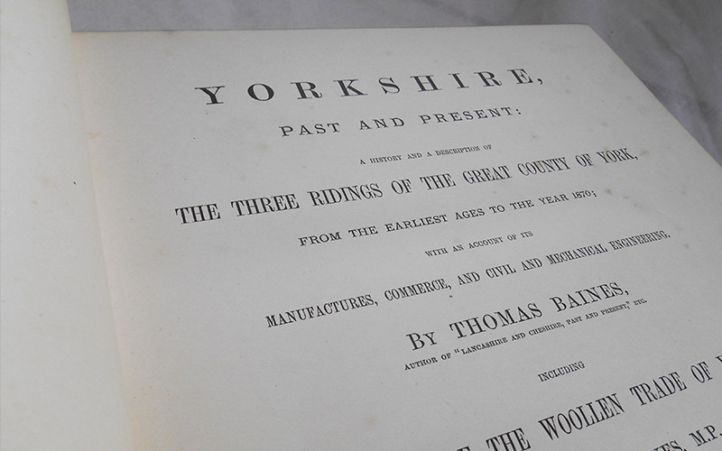 Photograph of the Yorkshire, Past and Present - VolI. book's title page