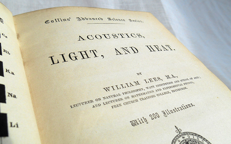 Photograph of the Acoustics, Light, And Heat book